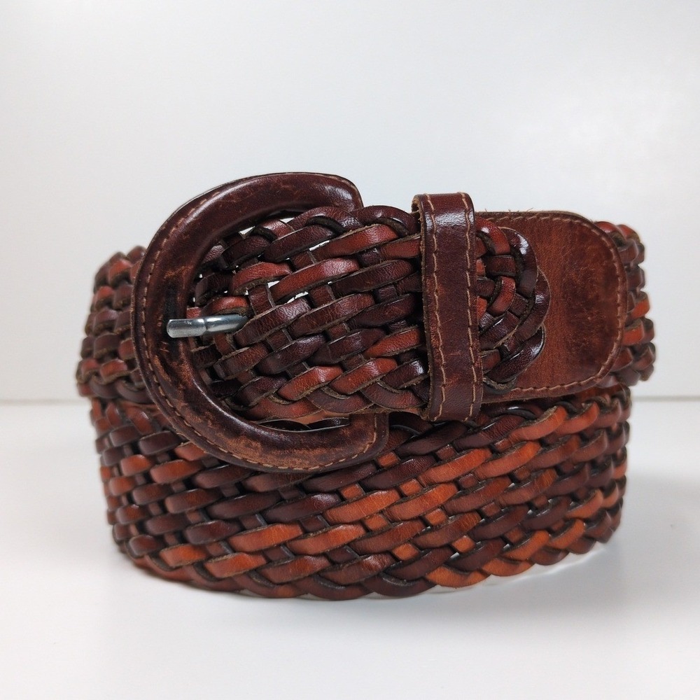 Abercrombie & Fitch Wide Woven Leather Belt Braided Medium